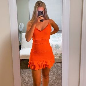Olivaceous Orange Ruffle Dress